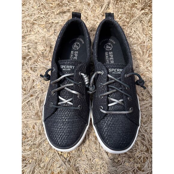 Sperry Shoes - Sperry Women's SeaCycled Crest Vibe Baja Sneaker Boat Shoe Black Silver